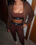 Brown Knitted Zipper & Gym Set