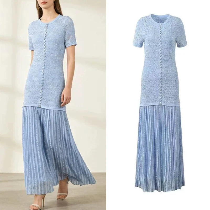 Lace knit midi dress